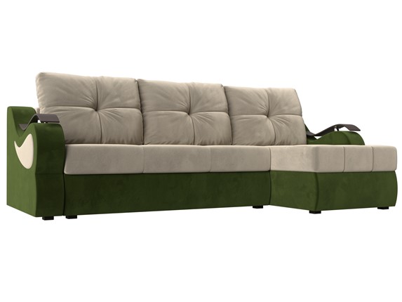Угловой диван Меркурий, Бежевый/зеленый (вельвет) в Нижнем Новгороде - изображение