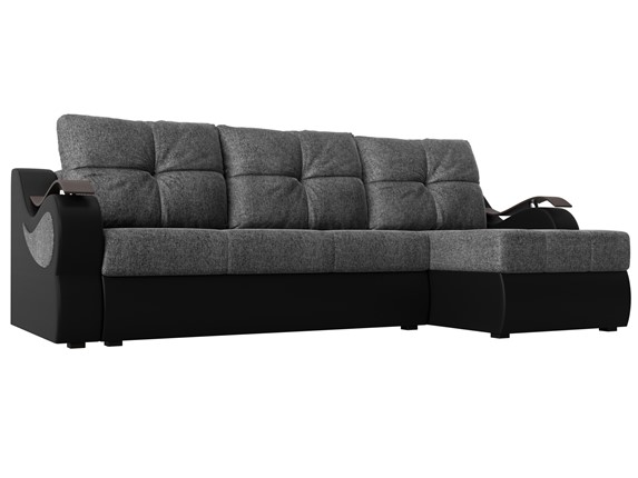 Угловой диван Меркурий, Серый/черный (рогожка/экокожа) в Нижнем Новгороде - изображение