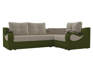 Угловой диван для гостиной Митчелл, Бежевый/Зеленый (микровельвет) в Нижнем Новгороде