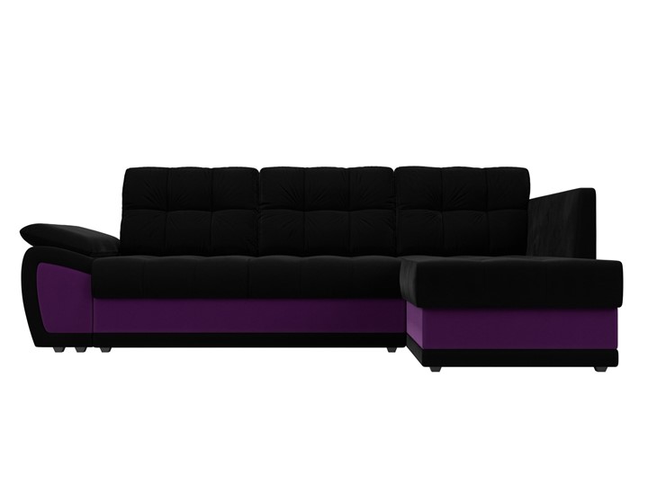 Угловой раскладной диван Нэстор прайм, Черный/Фиолетовый (микровельвет) в Нижнем Новгороде - изображение 3