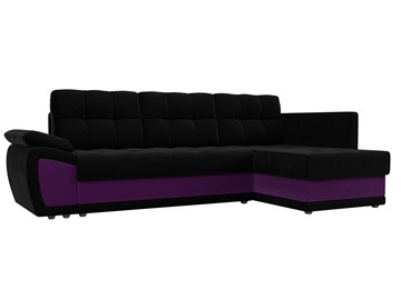 Угловой раскладной диван Нэстор прайм, Черный/Фиолетовый (микровельвет) в Нижнем Новгороде