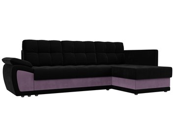 Угловой диван для гостиной Нэстор прайм, Черный/Сиреневый (микровельвет) в Нижнем Новгороде - предосмотр