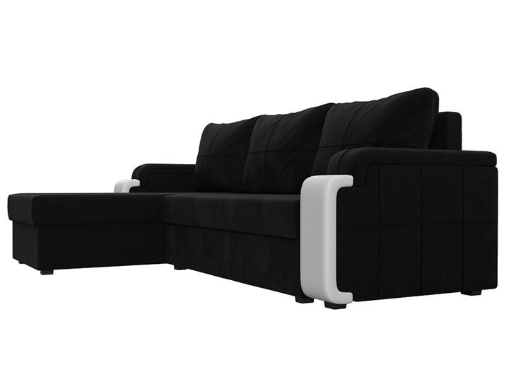 Угловой диван с оттоманкой Николь лайт, Черный/Белый (микровельвет/экокожа) в Нижнем Новгороде - изображение 2