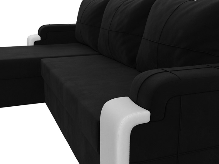 Угловой диван с оттоманкой Николь лайт, Черный/Белый (микровельвет/экокожа) в Нижнем Новгороде - изображение 3