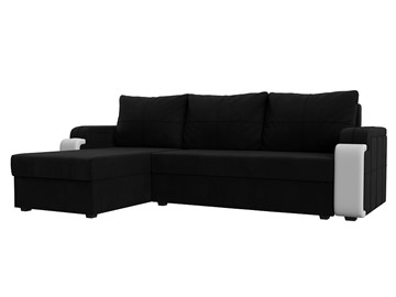 Угловой диван с оттоманкой Николь лайт, Черный/Белый (микровельвет/экокожа) в Нижнем Новгороде