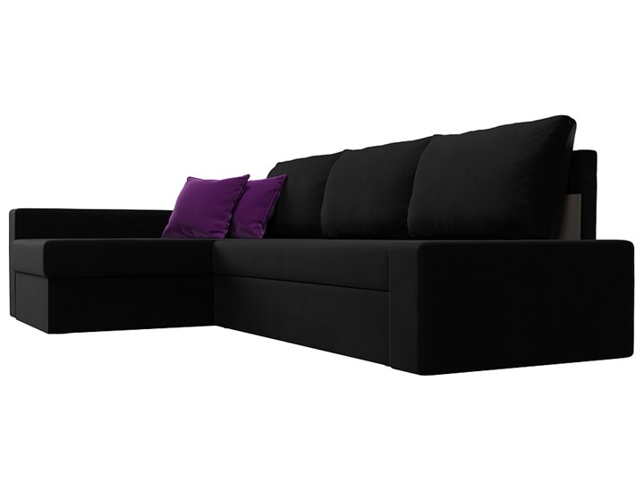 Угловой раскладной диван Версаль, Черный/Фиолетовый (микровельвет) в Нижнем Новгороде - изображение 2