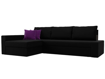 Угловой раскладной диван Версаль, Черный/Фиолетовый (микровельвет) в Нижнем Новгороде