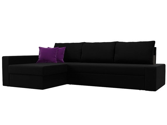 Угловой раскладной диван Версаль, Черный/Фиолетовый (микровельвет) в Нижнем Новгороде - изображение