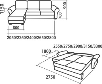 Угловой диван Аккордеон-1, 330 (круглые подлокотники) с коробом в Нижнем Новгороде - предосмотр 1