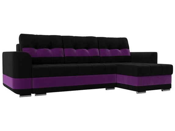 Угловой диван Честер, Черный/фиолетовый (вельвет) в Нижнем Новгороде - изображение