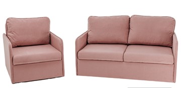 Комплект мебели Амира розовый диван + кресло в Нижнем Новгороде - предосмотр