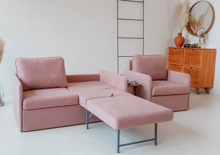 Комплект мебели Амира розовый диван + кресло в Нижнем Новгороде - изображение 6