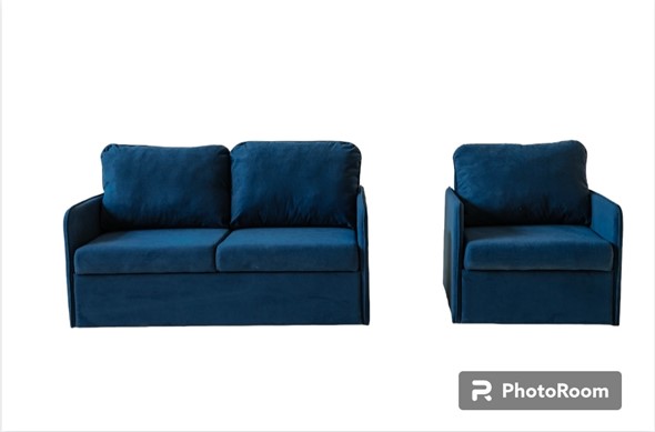 Комплект мебели Амира синий диван + кресло в Нижнем Новгороде - изображение