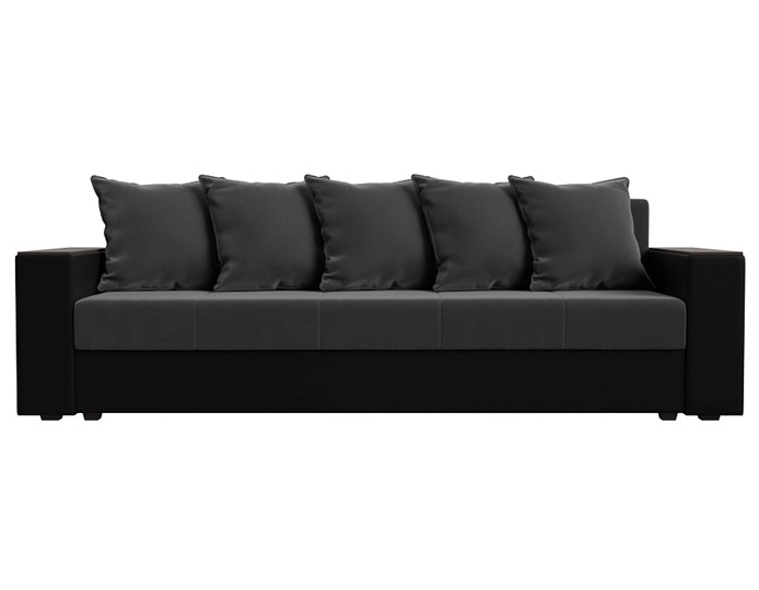 Прямой диван Дубай Лайт, Серый/Черный (Велюр/Экокожа) в Нижнем Новгороде - изображение 5