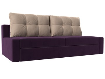 Раскладной прямой диван Мартин, Фиолетовый/Бежевый (велюр) в Нижнем Новгороде