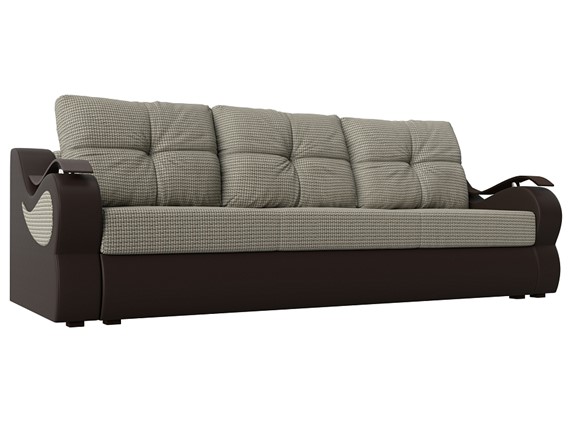 Прямой диван Меркурий еврокнижка, Корфу 02 (рогожка)/коричневый (экокожа) в Нижнем Новгороде - изображение