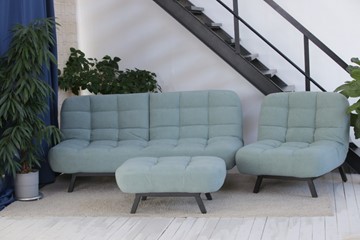 Комплект мебели Абри цвет мята кресло + диван + пуф опора металл в Нижнем Новгороде - предосмотр