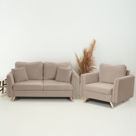 Комплект мебели Бертон бежевый диван+ кресло в Нижнем Новгороде - изображение 1