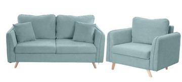 Комплект мебели Бертон голубой диван+ кресло в Нижнем Новгороде - предосмотр