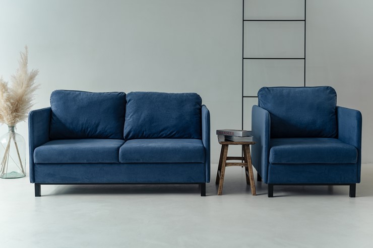 Комплект мебели диван + кресло-кровать Бэст синий в Нижнем Новгороде - изображение 5