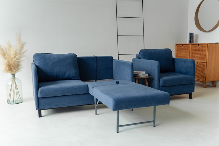 Комплект мебели диван + кресло-кровать Бэст синий в Нижнем Новгороде - изображение 6