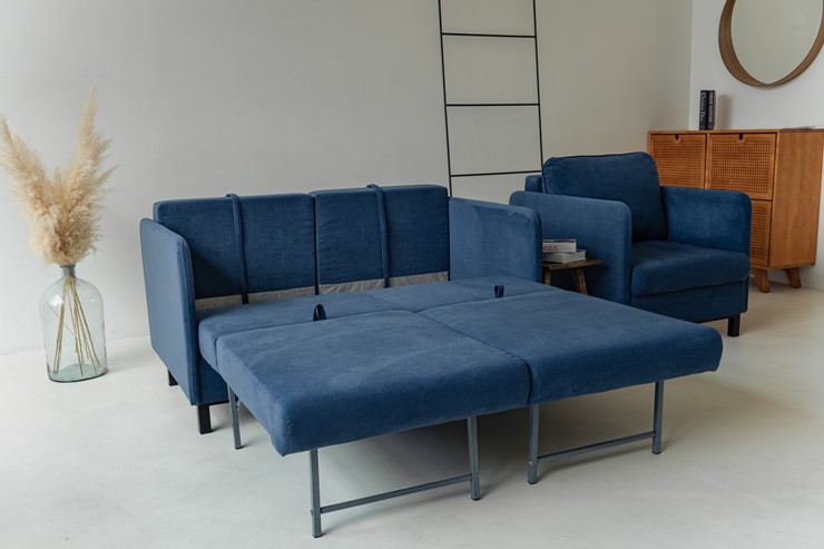 Комплект мебели диван + кресло-кровать Бэст синий в Нижнем Новгороде - изображение 7