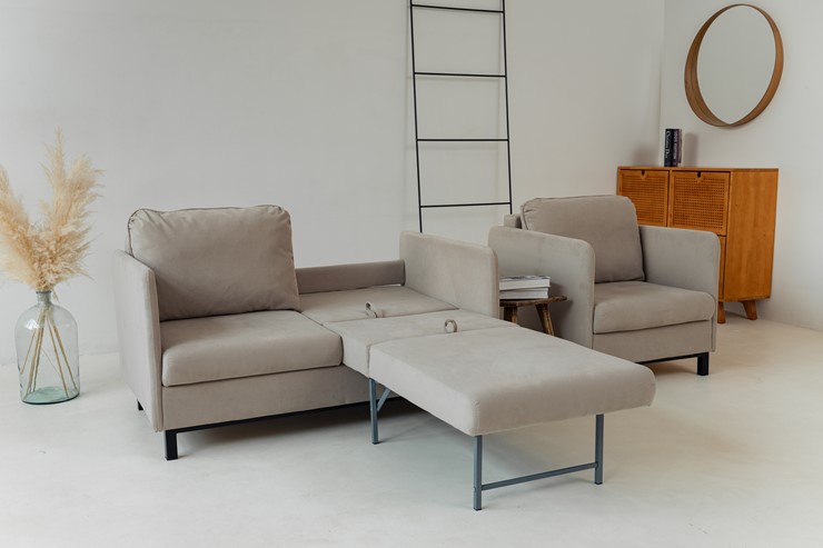 Комплект мебели диван + кресло-кровать Бэст бежевый в Нижнем Новгороде - изображение 4