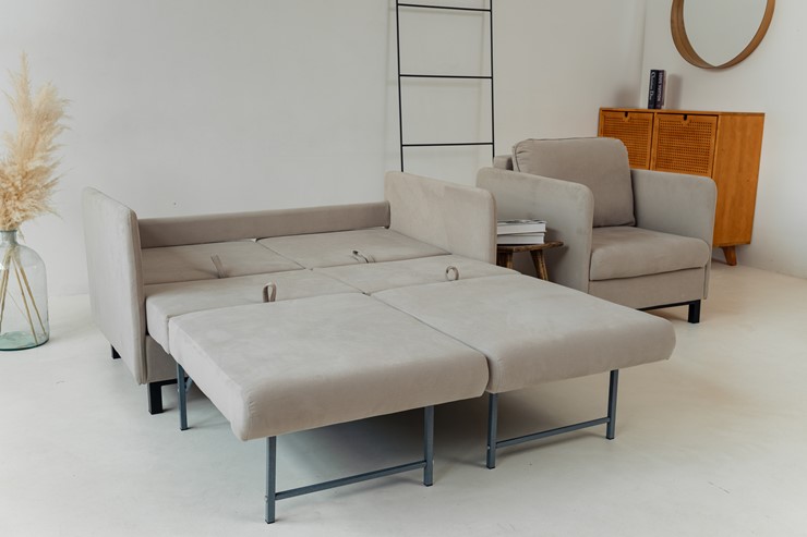 Комплект мебели диван + кресло-кровать Бэст бежевый в Нижнем Новгороде - изображение 5