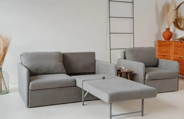 Комплект мебели Амира серый диван + кресло в Нижнем Новгороде - изображение 4
