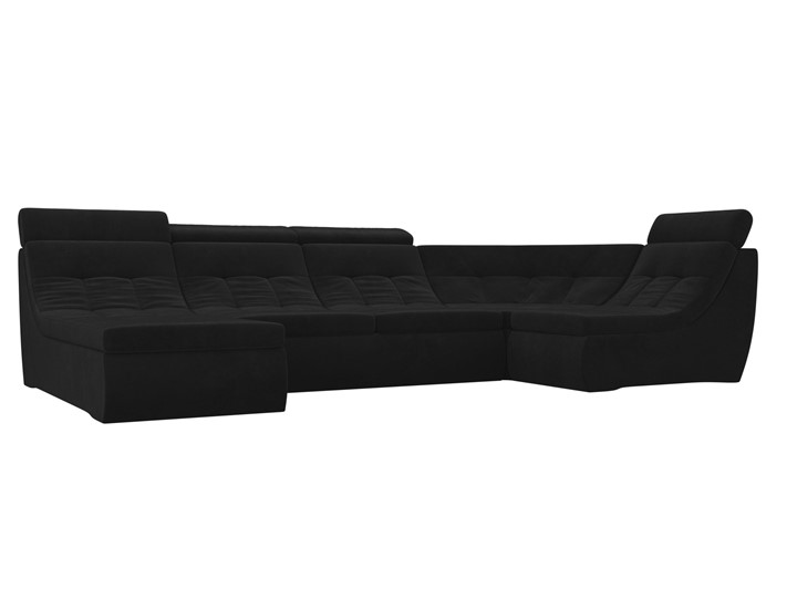 Модульный П-образный диван Холидей люкс, Черный (велюр) в Нижнем Новгороде - изображение