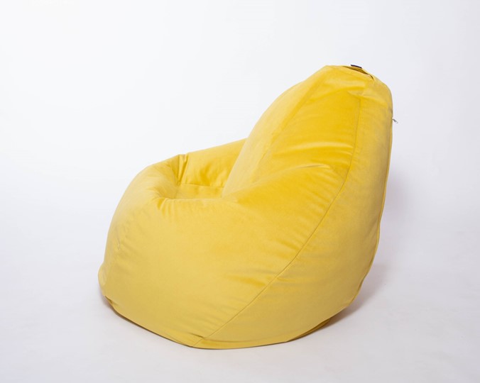 Кресло-мешок Груша среднее, велюр однотон, лимонное в Нижнем Новгороде - изображение 1