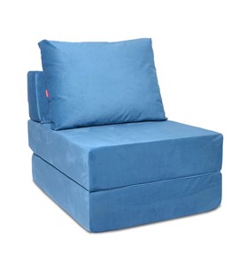Бескаркасное кресло-кровать Окта, велюр синий в Нижнем Новгороде - предосмотр