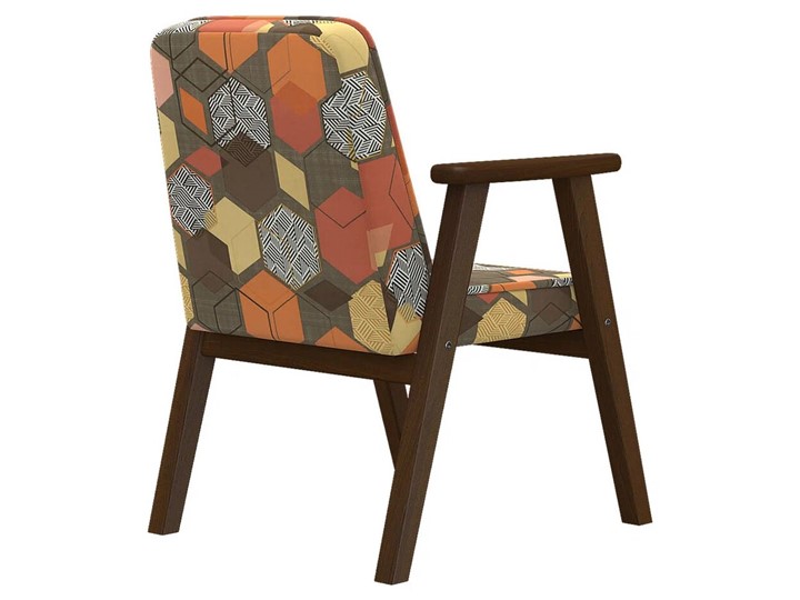 Кресло мягкое Ретро ткань геометрия коричневый, каркас орех в Нижнем Новгороде - изображение 1