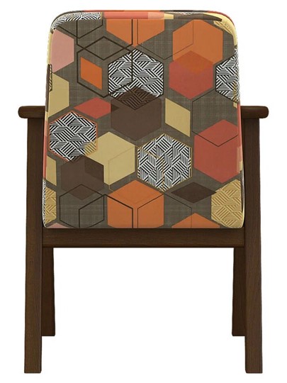 Кресло мягкое Ретро ткань геометрия коричневый, каркас орех в Нижнем Новгороде - изображение 2