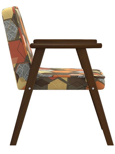 Кресло мягкое Ретро ткань геометрия коричневый, каркас орех в Нижнем Новгороде - изображение 3