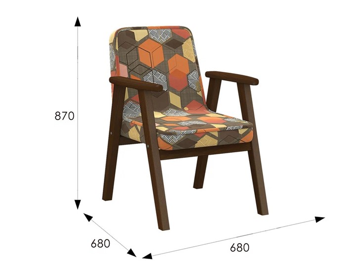 Кресло мягкое Ретро ткань геометрия коричневый, каркас орех в Нижнем Новгороде - изображение 5