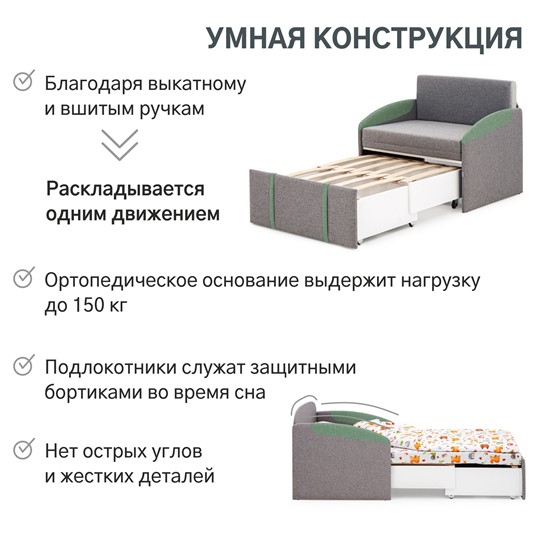 Кресло-кровать Polto серо-коричневый/шалфей (рогожка) в Нижнем Новгороде - изображение 18