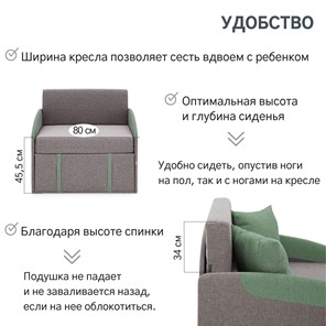 Кресло-кровать Polto серо-коричневый/шалфей (рогожка) в Нижнем Новгороде - предосмотр 20