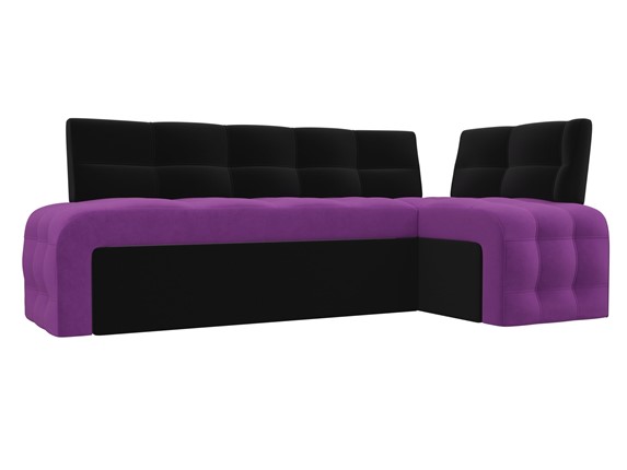Кухонный диван Люксор угловой, Фиолетовый/Черный (микровельвет) в Нижнем Новгороде - изображение