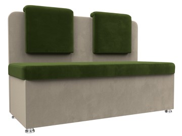 Прямой кухонный диван Маккон 2-х местный, Зеленый/Бежевый (микровельвет) в Нижнем Новгороде