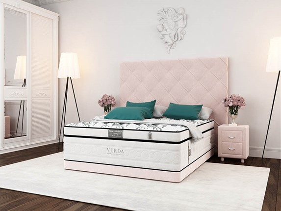 Двуспальная кровать Style Compact/Basement 180х200, Флок (Велсофт Винтажный розовый) в Нижнем Новгороде - изображение