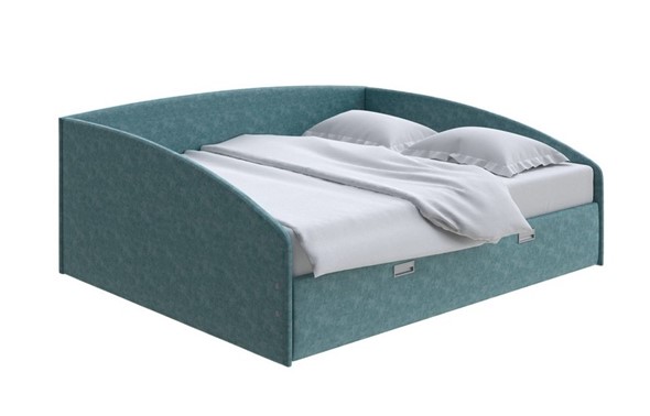 Двуспальная кровать Bono 160х200, Велюр (Gratta 5 Морская лагуна) в Нижнем Новгороде - изображение