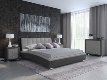 Кровать в спальню Corso-1L 180х200, Экокожа (Темно-серый с серым) в Нижнем Новгороде