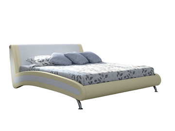 Спальная кровать Corso-2 140х200, Экокожа (Кремовый с белым) в Нижнем Новгороде - предосмотр