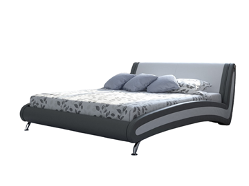 Двуспальная кровать Corso-2 140х200, Экокожа (Серый с белым) в Нижнем Новгороде