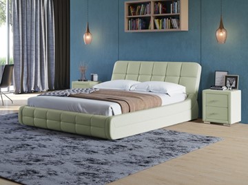 Спальная кровать Corso-6 140x200, Экокожа (Зеленое яблоко) в Нижнем Новгороде