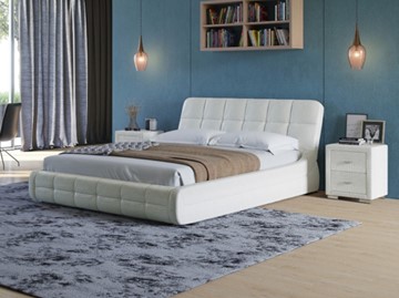 Двуспальная кровать Corso-6 180х200, Экокожа (Кайман белый) в Нижнем Новгороде