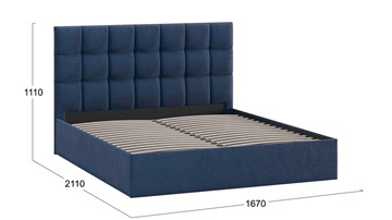 Двуспальная кровать Эмбер тип 1 (Микровелюр Wellmart Blue) в Нижнем Новгороде - предосмотр 2