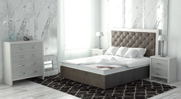 Кровать двуспальная Манхэттен 160х200 (с основанием), высота спинки - 130 см в Нижнем Новгороде