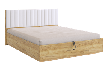 Двуспальная кровать с подъемным механизмом Адам, дуб крафт золотой/белоснежный (экокожа) в Нижнем Новгороде
